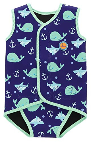 Swimbubs Serviette de Bain pour bébé Combinaison pour Tout-Petit Combinaison chauffante pour garçons Combinaison chauffante Filles Maillot de Bain UV UPF50 (6-18 Mois, Baleine Bleue)