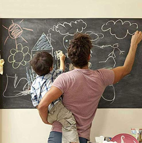 Gshy Film Tableau Noir Rouleau Autoadhésif Ardoise écrire Dessiner Peindre Souligner à la Craie Intérieur Décoration DiY Présentation 45 * 100CM avec 5 craies