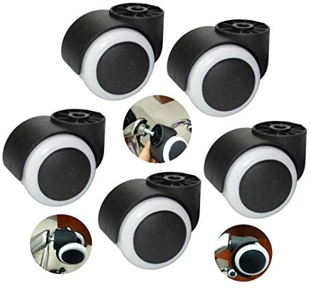 50 mm Diámetro del echador de los muebles de reemplazo ruedas giratorias for sillas de ruedas agujero de 8 mm sin vástago Silencio Silla de oficina Caster giro de 360 ​​grados ruedas for Home Office F