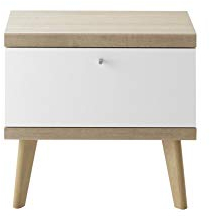 Nachtkommode Max weiß matt Eiche Riviera 54x50x40cm Nachttisch Nachtkonsole Stauraumelement Schlafzimmerschrank Schlafzimmer Beistellschrank Schrank