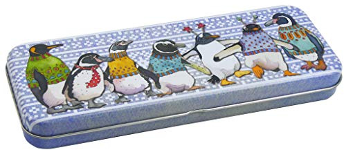Penguins in Pullovers Metal Pencil Tin by Emma Ball