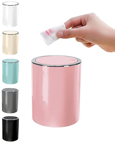 KW Clappe 1.7Ltr Counter Top Waste Bin/Mini Swing Bin/Compost Bin (Soft Pink)