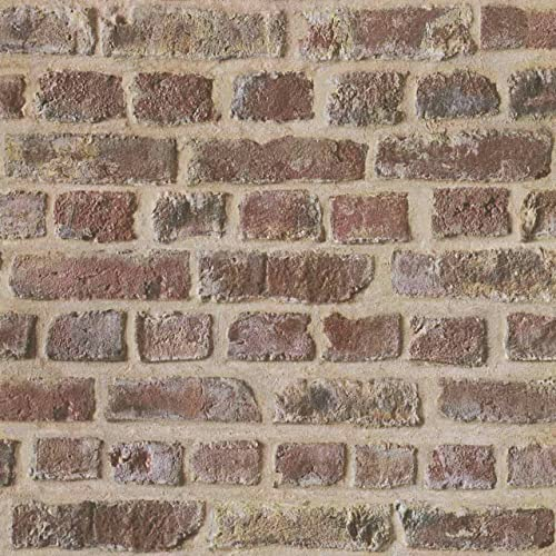 PROVISTON Papier peint non tissé - Aspect pierre - 10,05 x 0,53 m - Pierre naturelle photoréaliste - Papier peint mural rustique - Pour salon, couloir, bureau, pièces de vie (rouge brique (papier)
