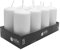 Müller - Velas Pilar Blancas - Juego de 8 Velas Gruesas - 6 x 12 cm - larga duración de 32 horas - Cero antigoteo - Inodoro - Calidad RAL