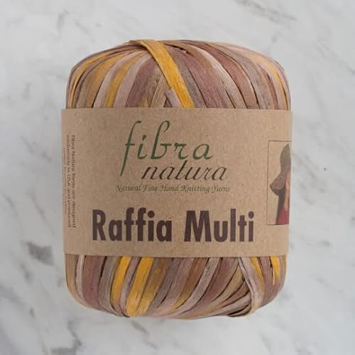 Fibra Natura - Filato multiplo di rafia, 100% cellulosa, filato di rafia, filo di carta macramè, 34,9 g, 84 m, paglia di rafia, filato decorativo (04)