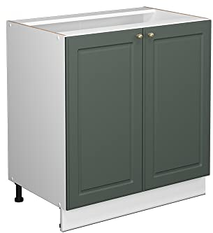 Vicco Spülenunterschrank Fame-Line, Grün-Gold Landhaus/Weiß, 80 cm mit Regal, ohne Arbeitsplatte