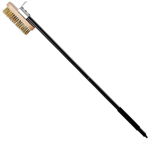 Pizzaofenbürste, Pizzaofen-Reinigungsbürste mit Schaber, Messing-Steinreiniger, Borsten, Pizzasteinbürste für Outdoor-Kochen, Grillen, 40 cm