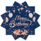 40 Stück Servietten Happy Birthday, 33x33cm Servietten Geburtstag Armeeblau Papier Party für Junge Mädchen Geburtstag Party Deko