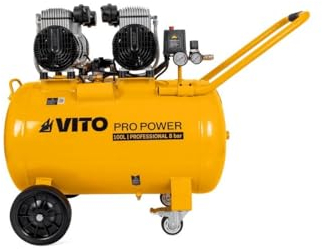 VITO – Compresor de aire silencioso 100L 8 Bar 4CV 3KW 115 Psi 472 L/min sin aceite