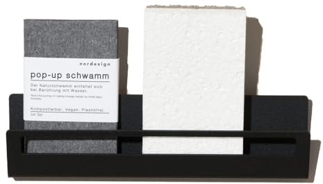 nordesign® Metall Schwammhalter für Spülbecken - Spülorganizer mit Abtropffunktion - Selbstklebender Spülbeckenhalter für Schwämme & Bürsten