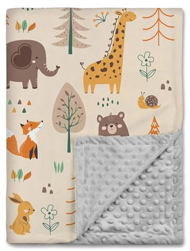 Leseogye 75x100cm Animal Themed Baby Blanket for Newborn, Soft Toddler Blanket with Dotted Backing, Baby Essentials for Newborn Boys and Girls, Weight 300g
