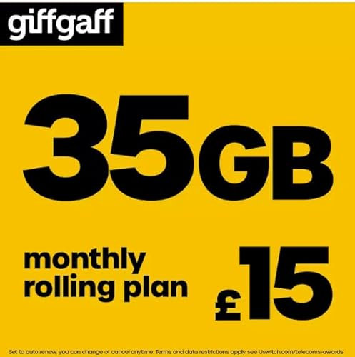 Giffgaff Pay As You Go SIM Card, UK Mobile Network (5 Pack)