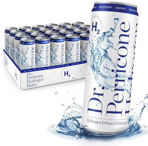 Dr. Perricone Hydrogen Water 24-Pack (12oz) – Molecular Hydrogen Water 1.0–1.5ppm | Natural Antioxidant Hydration, Portable Life Hydrogen Water Bottle Alternative, Energy, Recovery & Skin Health | Hydrogenated ionizer
