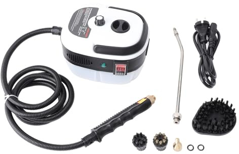 Fdit Limpiador a Vapor de Alta Temperatura, Máquina de Limpieza a Vapor Manual Presurizada de 2500 W con 4 Cabezales de Cepillo y Varilla de Extensión para Cocina y Baño (Enchufe europeo 220V)