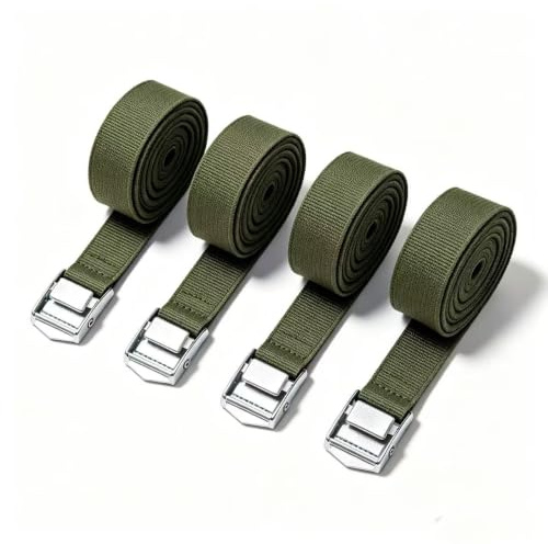 4 Pack Ratchet Tie Down Straps,Heavy Duty Tensioning Belts,3M x 25mm Heavy Duty Lashing Straps, Adjustable Tensioning Belts (Green)