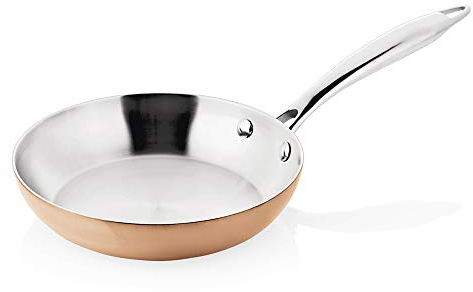 WAS Germany Pfanne Copper 3PLY-Serie Ø 20 cm, 4,5 cm hoch - Kupferpfanne mit Edelstahl Bratfläche und Stielgriff zum Flambieren und Sautieren, unbeschichtet, hochwertig im zeitlosen Kupfer - 2032 200