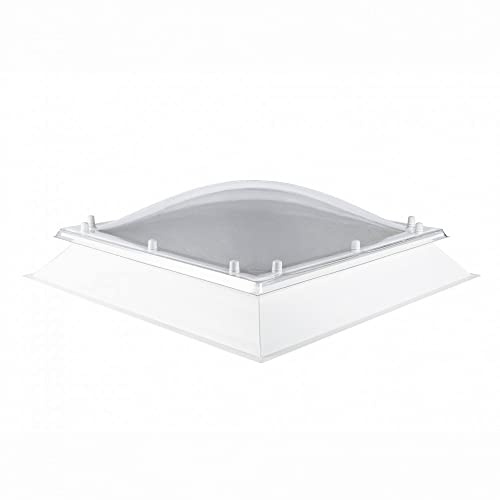 Coxdome Fixed Skylight Window -Double Glazed Polycarbonate Dome Rooflight for Flat Roof. Non-Opening Roof Light, for Home Extension or Office Room-Natural Sun Lighting Solution (600x600mm, Diffused)