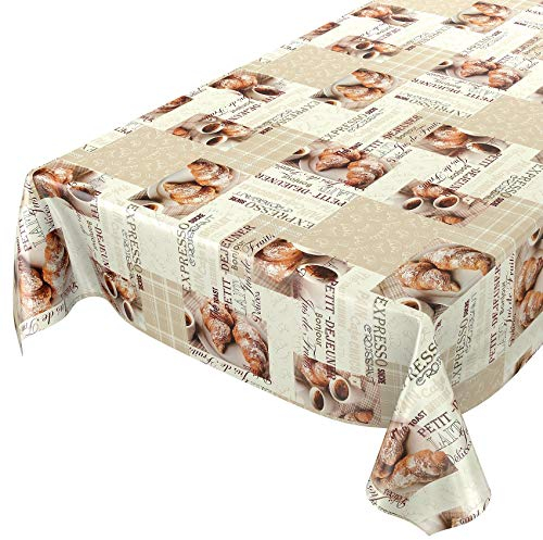 ANRO Tischdecke Wachstischdecke Wachstuch Wachstuchtischdecke Kaffee Coffee Espresso 160 x 140cm eingefasst