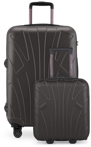 Suitline - 2-teiliges Koffer Set - Leichtes Handgepäck 55cm für alle Airlines + Check-In Reisekoffer 75cm, 4 Rollen, TSA Schloss, Titan