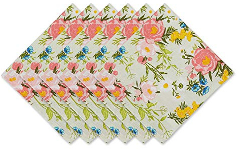 DII Spring Bouquet Tabletop Collection, Decorative and Versatile, Napkin Set, 20x20, Spring Bouquet, 6 Piece