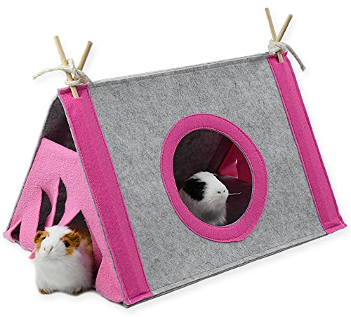 ASOCEA Small Animal Hideout House Hamster Tent Triangular Hammock Pet Nest Bed Shelter House with Circular Window for Guinea Pig Chinchilla Hedgehog Rat Squirrel Ferret Dwarf Bunny