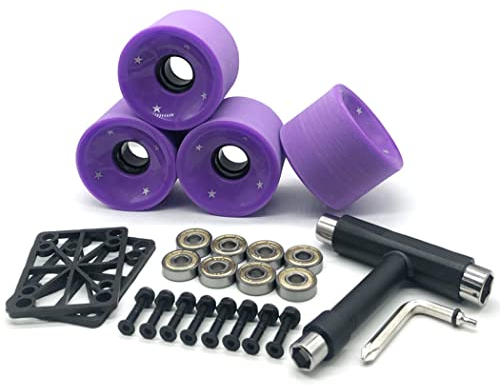 TGHY 4 Stück 70mm Skateboard Räder Rollen Ersatz Wheels Longboard Räder Rollen Quad Skating Skateboarding Cruising Räder Skateboard Rollen Skateboardräder mit Lagern 80A,Lila