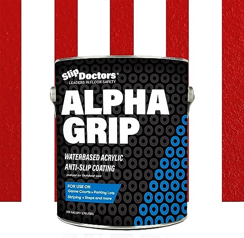 Alpha Grip Non-Slip Paint for Concrete & Asphalt – Non-Skid Coating Ideal for Striping Parking Lots, Playgrounds & Pavements (Red, 1 Gallon)