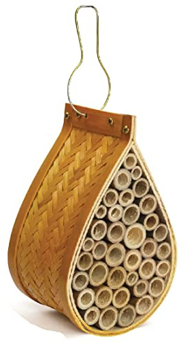 Wooden Insect Bee Bug House Natural Eco-Friendly Wood Insect Hotel Garden Nest Easy Installation Beautiful Design Easy Care (1277 - Oval Insect House)