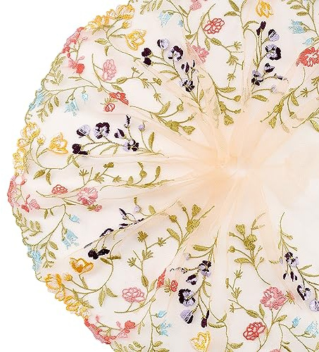 BENECREAT 1.8 m di Tulle Ricamato In Pizzo, Accessori per Indumenti con Ricamo Floreale Largo 180 cm, Tessuti A Rete Colorati per L'Artigianato Fai-Da-Te, Tende per La Casa, Decorazione D'Epoca
