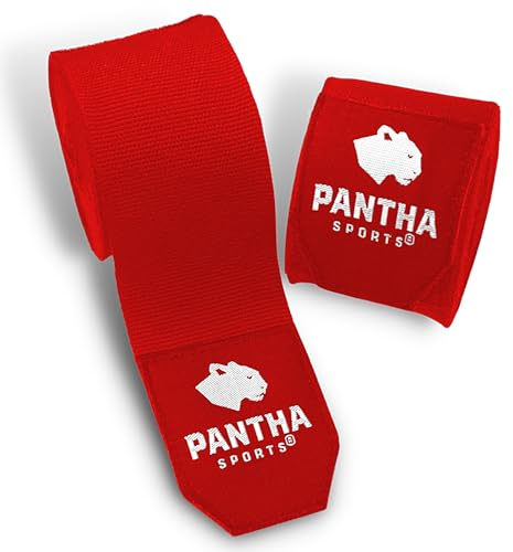 Pantha Sports® Boxbandagen halb elastische 4m Bandagen Boxen mit Daumenschlaufe, extra breitem Klettverschluss - Box Hand Bandage Sport für Boxen, MMA, Kickboxen, Muay Thai