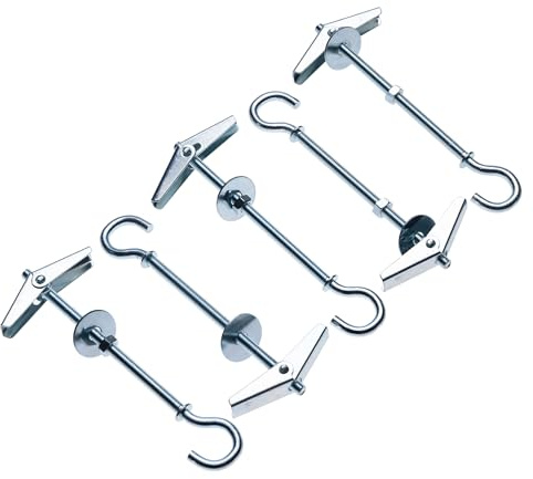 M4 Tak Krokar, 4mm x 75mm Gipsskiva Swag Hängare, Fjäderbelastade Vippbultar, Hålfyllningsvägg Fixering, Gipsplatta Fjäril Ankare Ögonskruv för Lampor, Växter (5 st)