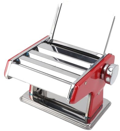 Macchina per la pasta, Macchina stendipasta manuale Spessore regolabile Sfogliatrice in acciaio inossidabile per spaghetti, fettuccine, lasagne o gnocchi (Red)