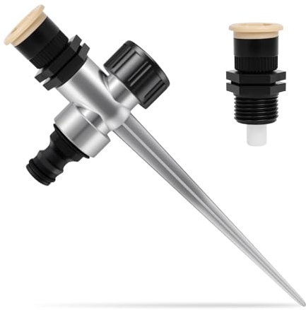 2 irrigatori circolari a spruzzo in metallo stabile per una distribuzione uniforme dell'acqua, impostazioni spruzzatore atomizzante a 360 °, portata 8-14 m per irrigazione da giardino