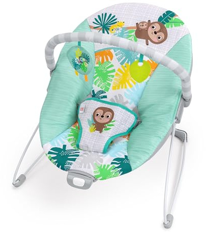 Bright Starts Wild Wonders,Transat Vibrant Bébé avec Arche Amovible et 2 Jouets, Pieds Antidérapants, 0-6 Mois, Jusqu’à 9 kg