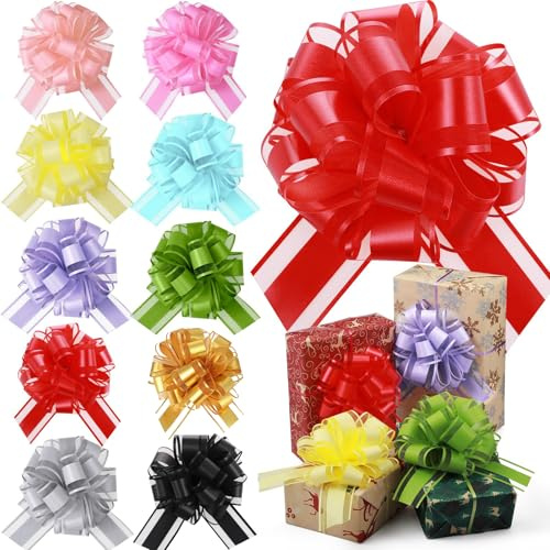 deegbbyi 10 Piezas Lazos Regalo, 15cm Lazo Decorativo para Regalos, Colores Lazos para Regalo, con Una Variedad de Colores, para Bodas, Cumpleaños, Fiestas, Celebraciones, Decoración de Coches