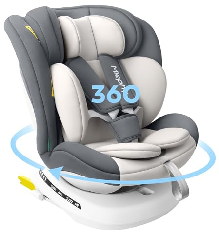 Miophy I-Size 360°drehbar Kindersitz, Gruppe 0+1/2/3, 0-12 Jahre, 40-150 cm, Baby Autositz mit isofix
