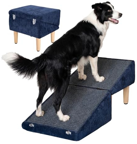Dog Ramp Ottoman for Couch and Bed, Extra-Wide Platform with Storage