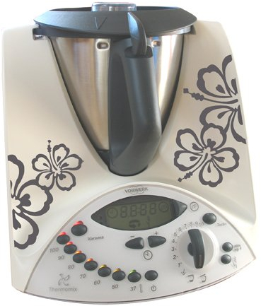 Grafix Aufkleber für Thermomix TM31 Hibiskus Blüten anthrazit