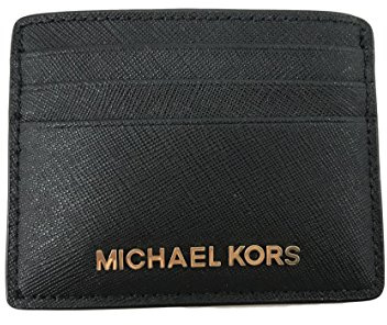 Michael Kors Jet Set Travel Large ID Card Holder Saffiano Leather Black/Gold