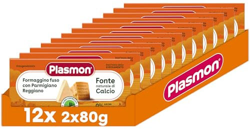 Plasmon Omogeneizzato Formaggino Fuso e Parmigiano Reggiano 2x80g (12 Confezioni)