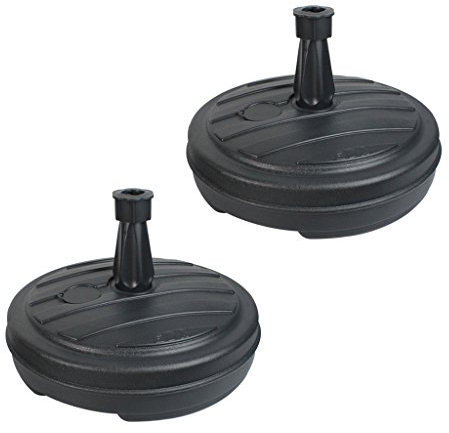 Parasol Umbrella Base Stand Sand Water Plastic Pole Garden Beach Patio Sun Shade (2 x Black)