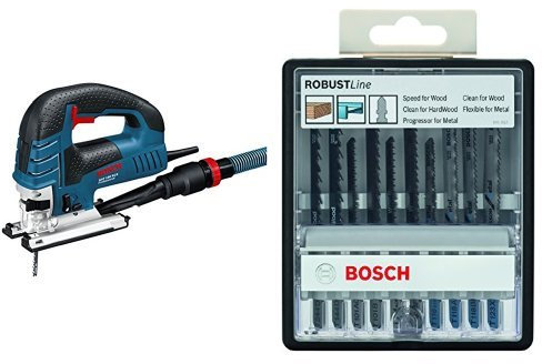 Bosch Professional GST 150 BCE Corded 110 V Jigsaw with Robust Line Wood and Metal Jigsaw Blade Set, 10 Pieces