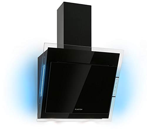 Klarstein Cooker Hood, Extractor Fan for Kitchen w/Dishwasher Safe Aluminium Grease Filter, 601m³/h Airflow, LEDs, Touch Controls Cooker Hoods, Wall Mount Steel Fan Vent Hoods, Kitchen Extractor Fan