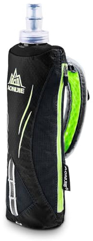 TRIWONDER Handheld Running Water Bottle with Hand Strap Collapsible Soft Flask for Runners Leakproof Hydration Pack Carrier for Jogging Hiking (Black - 500ml)