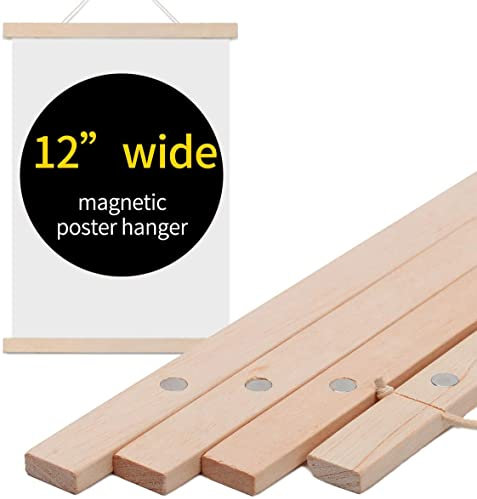 Zhichengbosi Magnetic Poster Frame Hanger, 30 cm Wide Wooden Magnet Frames Hanger for Canvas Artwork Art Print Paper Map Family Photo Picture Wall Hanging