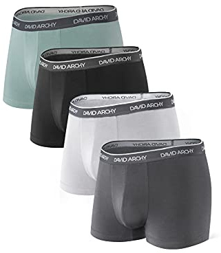 DAVID ARCHY Boxer da Uomo Intimo in Fibra di bambù con Marsupio Mutande Ultra Morbido e Traspirante, Pacco da 4