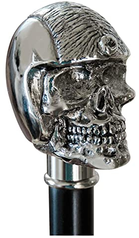 DELFA Design Schuhanzieher Schuhlöffel 70 cm mit silbernem Hellrider als Griff - schwarzer Holzschaft mit Schlaufe - die elegante Anziehhilfe