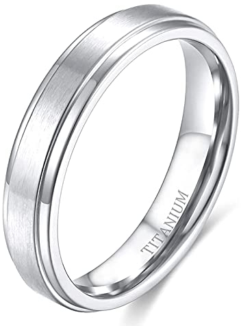 Zakk Ring Herren Damen Titan Verlobungsringe Eheringe Trauringe Silber Gebürstet 4mm 6mm 8mm(Silber-4mm, 55 (17.5))