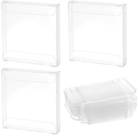 BENECREAT 50 st 6 x 6 x 1 cm genomskinlig PVC-låda godisask fyrkantig presentförpackning lådor för bröllopsfest babyshower