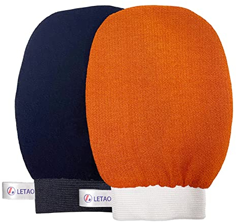 LETAO® 2 Stück exfoliating gloves peelinghandschuh hamam handschuh für body scrub und Peeling